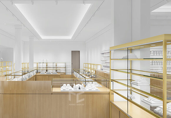 Customed Jewelry Display Cases And Jewellery Shop Interior 3d Design In France