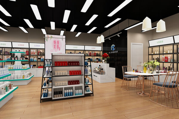 Skincare store display shelf design