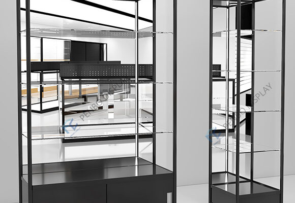 Customized Glass Display Cases With Shelves