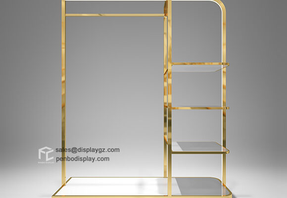 Gold Garment Rack with Shelf & Clothings Rack with Wheels