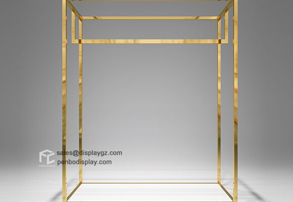 Modern Double Bar Gold Garment Display Rack -Suppliers