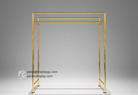 Retail Store Boutique Gold Display Rack For Lady Garment