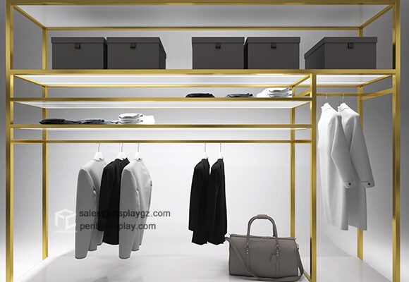 Clothing Store Display Rack With Shelves And Lights