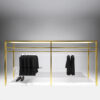 gold clothing rack with shelves