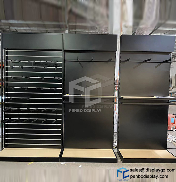slatwall display with rack,slat wall display,black slatwall display