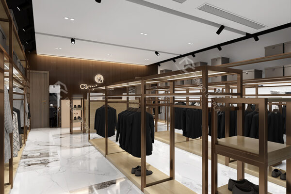 Clothing Store Display Rack With Shelves And Lights