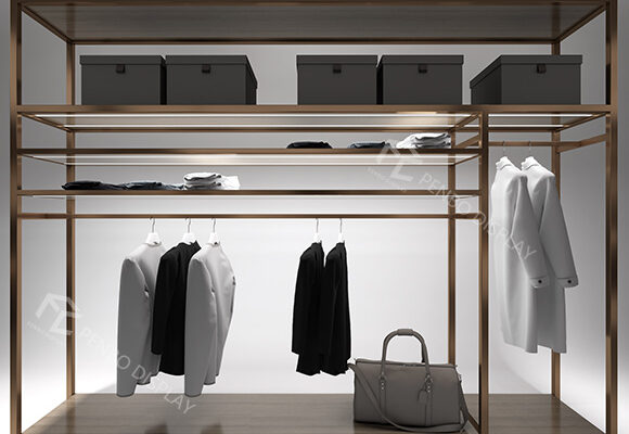 Clothing Store Display Rack With Shelves And Lights