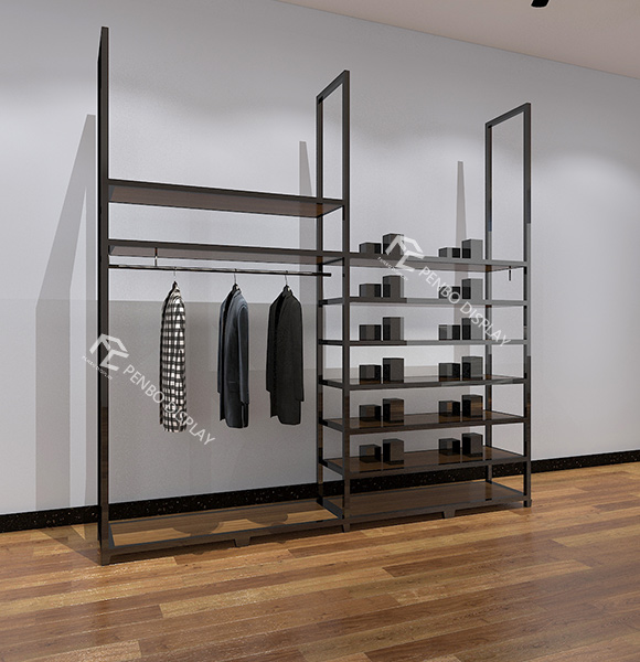 clothing rack with shelves