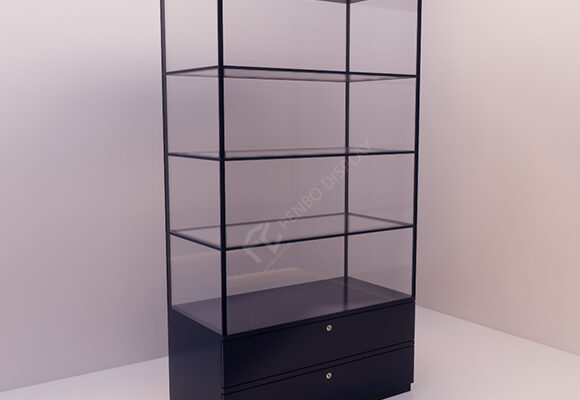 Modern Display Cabinet with Glass Doors and Shelves
