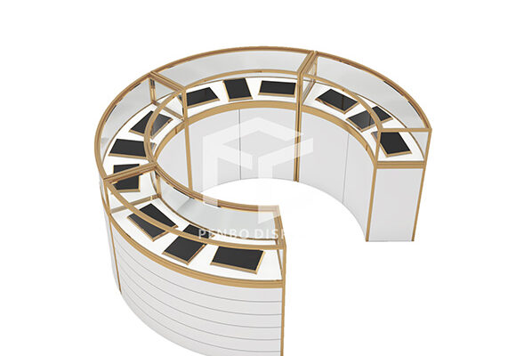 Curved Jewelry Showcase & Glass Display Case