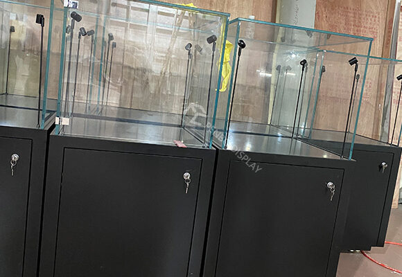 LED Museum Square Display Case With Lockers