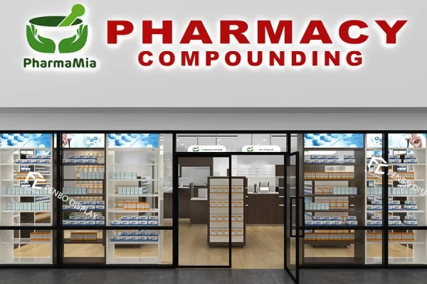 106.3″W×12″D×96″H Wooden Pharmacy Shelves for Sale