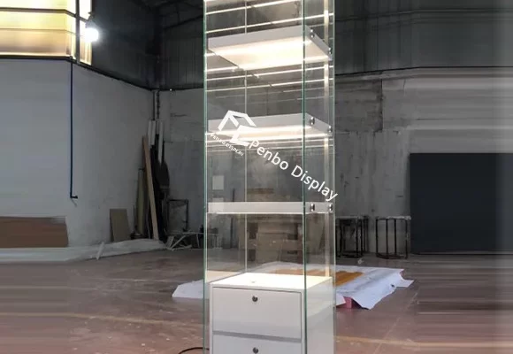 Cannabis Tower Display Cases with Shelves