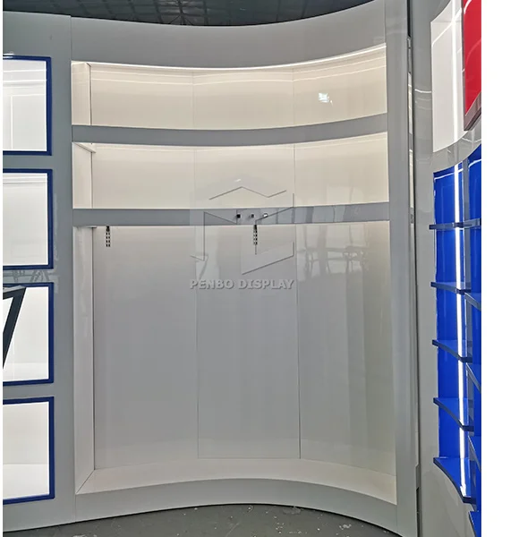 bag display cabinet with clothing rack