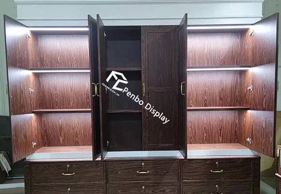 Professional Vintage Wall Display Cabinet & Bookcase with Lock