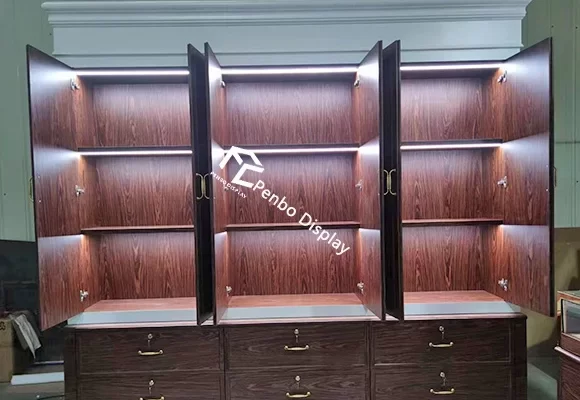 Professional Vintage Wall Display Cabinet & Bookcase with Lock