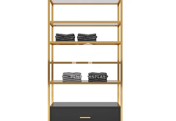 Golden Glass Garment Shelves with Storage