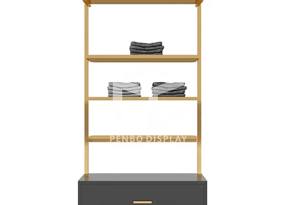 Golden Metal Garment Shelves with Storage