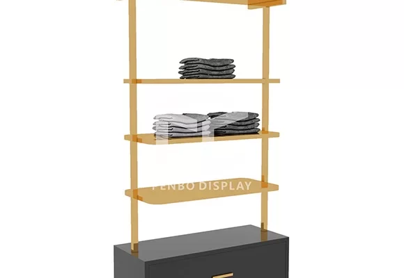 Golden Metal Garment Shelves with Storage