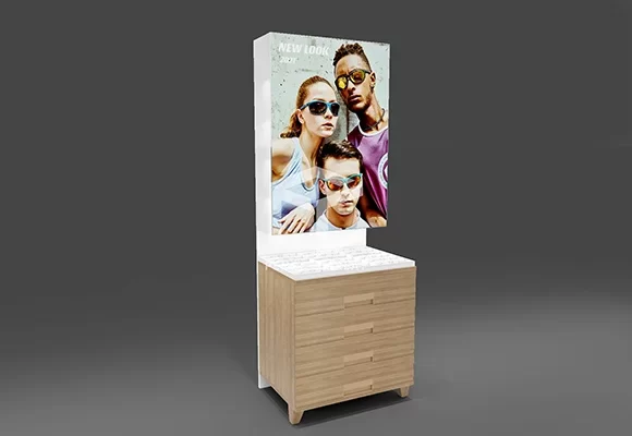 Sunglasses Display Stand with Advertising Machine on Top