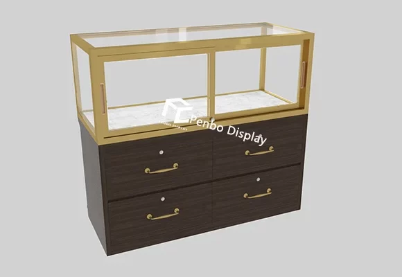 Premium Vintage Jewelry Counter Display with Bulletproof Glass