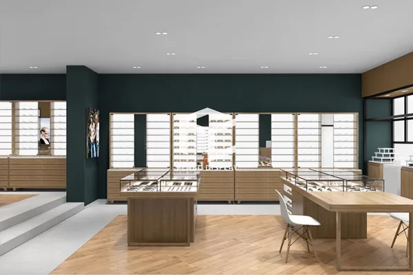 Optical Store Displays with Shelf and Storage