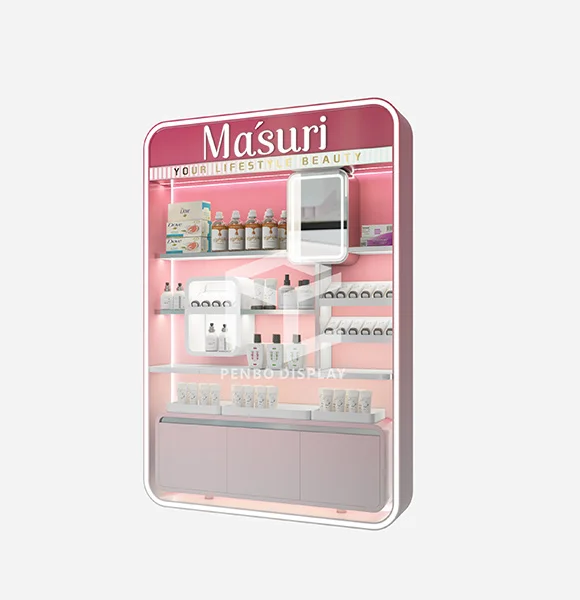 skincare product display stands & cosmetic display shelf