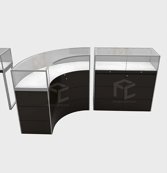 curved jewelry display cases