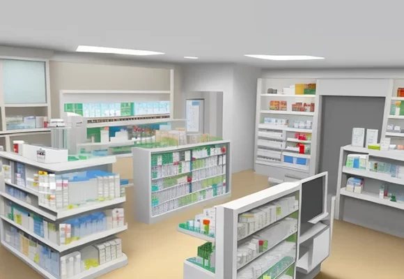 Pharmacy Shop Counter Interior Design