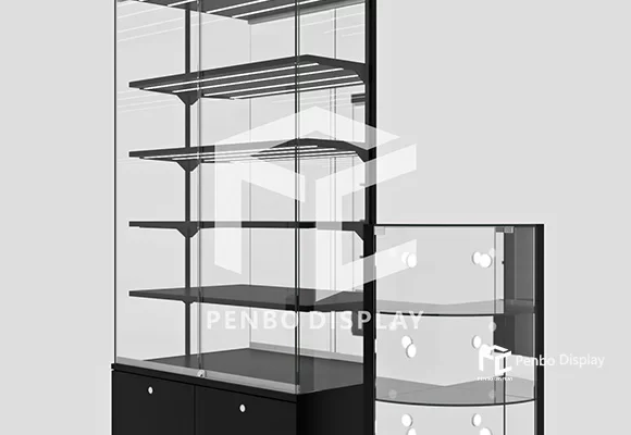 High-end Glass Tower Display Case With Locks