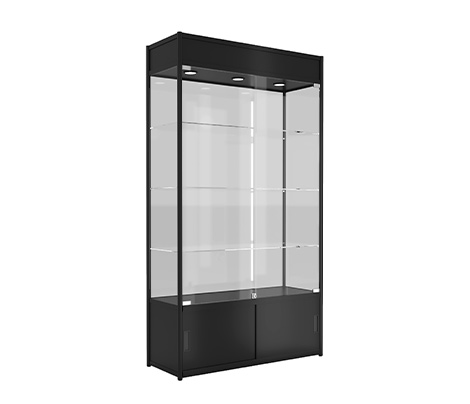Glass display cases with leds