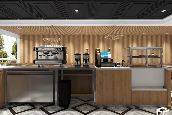 Modern Coffee Shop Interior Design & Custom Fixtures Manufacturers