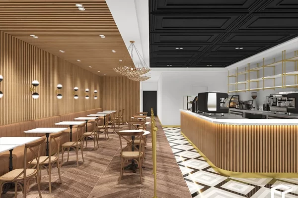 Modern Coffee Shop Interior Design & Custom Fixtures Manufacturers