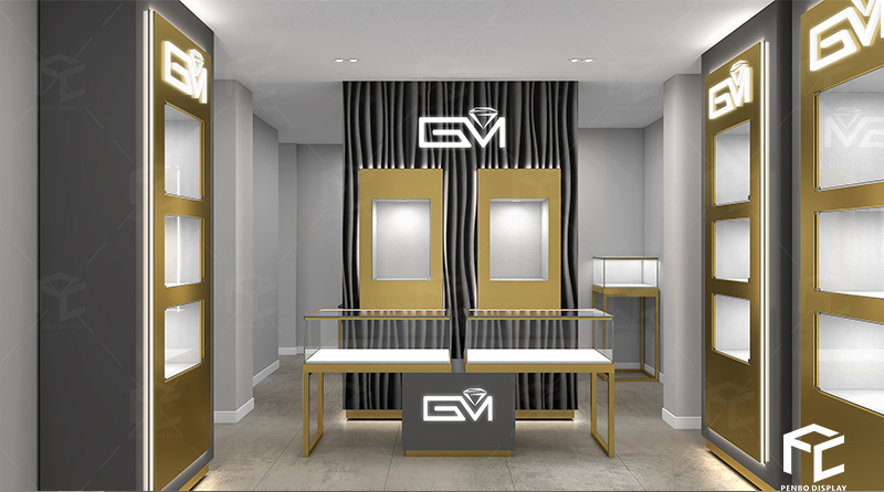 Luxury jewellery store design, jewellery display cabinet
