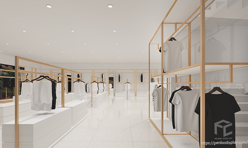 Ladies Cloth Shop Interior Design | Golden Garment Rack Wholesale ...
