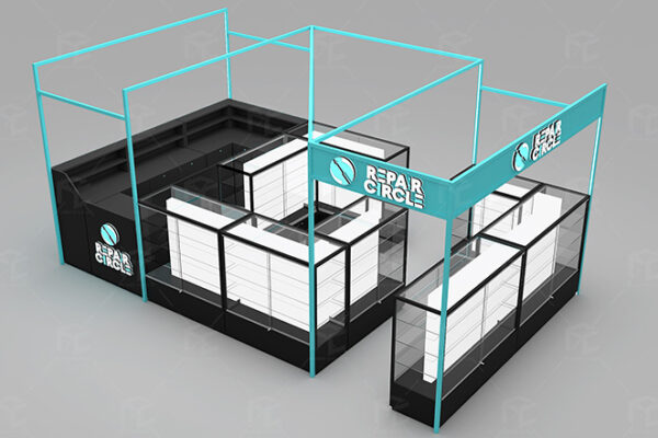 Mobile phone and accessories kiosk in shopping mall