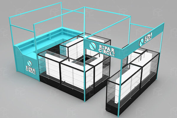 Mobile phone and accessories kiosk in shopping mall