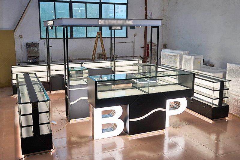 perfume kiosk, perfume glass display cases, perfume store fixtures, perfume showcase