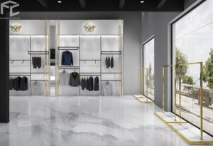 Luxury garment shop design, modular store fixtures,clothing racks for retail shops