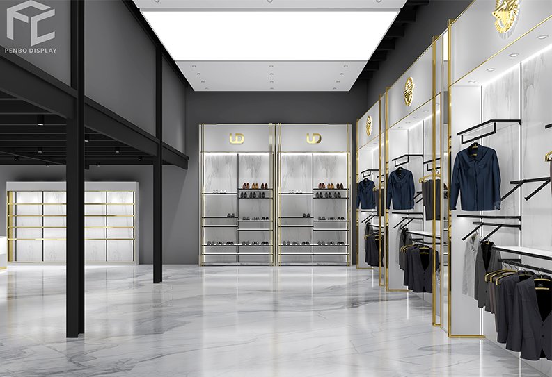 Luxury garment shop design, modular store fixtures,clothing racks for retail shops,mens wear shop interior design