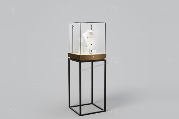 Luxury Jewelry Pedestal Display Case with LED Lighting