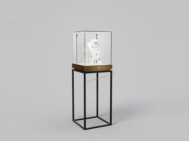 Jewelry Pedestal Display Case, Pedestal Display Case for Jewelry, Glass Jewelry Pedestal Display Case,Jewelry Pedestal Showcase Design