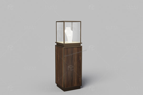 Glass Jewelry Pedestal Display Case with Storage Compartment