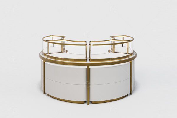 Round Jewelry Display Counter with Storage for Retail Spaces