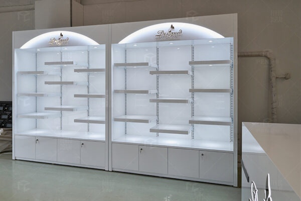 Modern Illuminated Retail Display Shelves | Custom Store Wall Cabinets