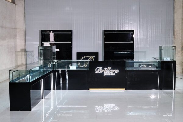 Black glass jewelry counter wholesale, jewelry showcase suppliers, black glass jewelry display cabients