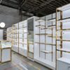 Modular Wall Showcase with LED Shelves and Storage Cabinets