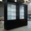 black tall glass jewelry display cabinet with lock for retail and boutique stores