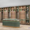 Modern custom eyewear display wall and counter for optical store