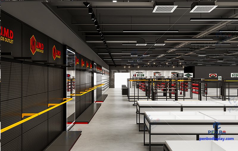 Custom sports store fixtures, Sportswear retail display racks wholesale, Sports clothing store fixtures